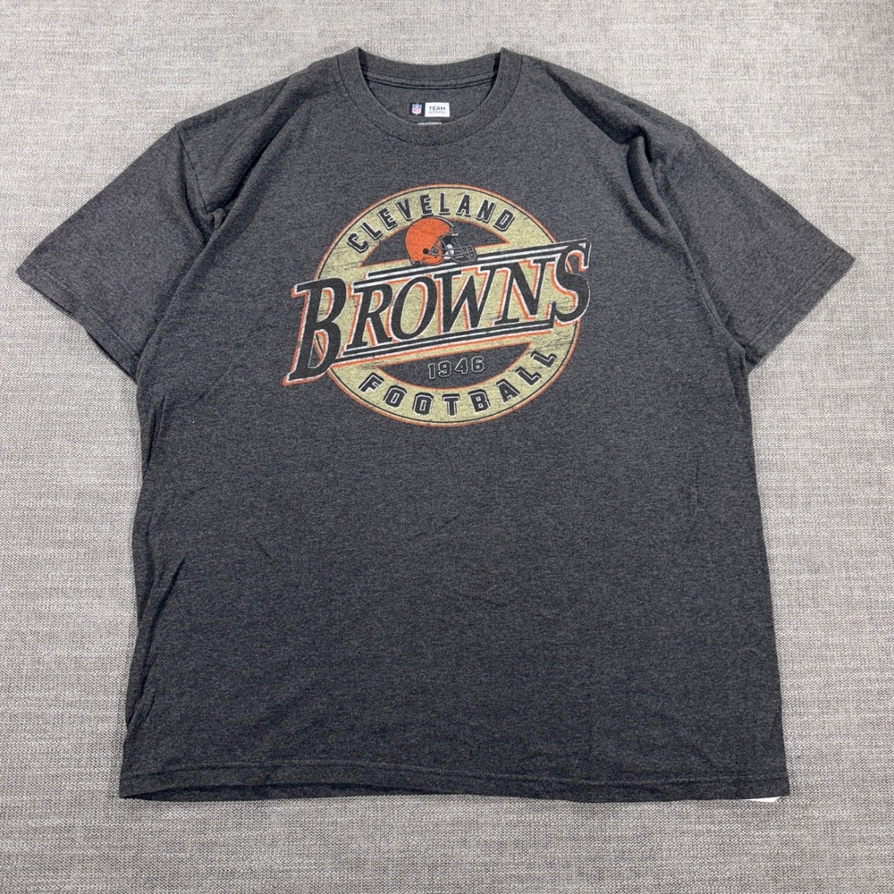NFL Team Apparel Cleveland Browns T-Shirt‎ Mens XL Grey Excellent Graphic Tee